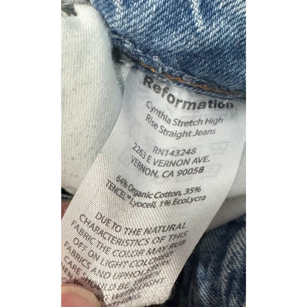 REFORMATION Cynthia Stretch High Rise Straight Leg Denim Ankle Jeans Size 26 - Picture 6 of 6